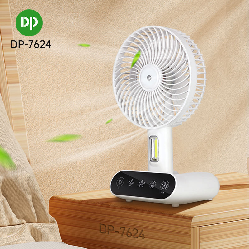 Rechargeable TableTouch Fan With Lamp USB Charging Portable Handheld 3 Gear Speed Desktop Mini Fan (DP 7624 )-000081