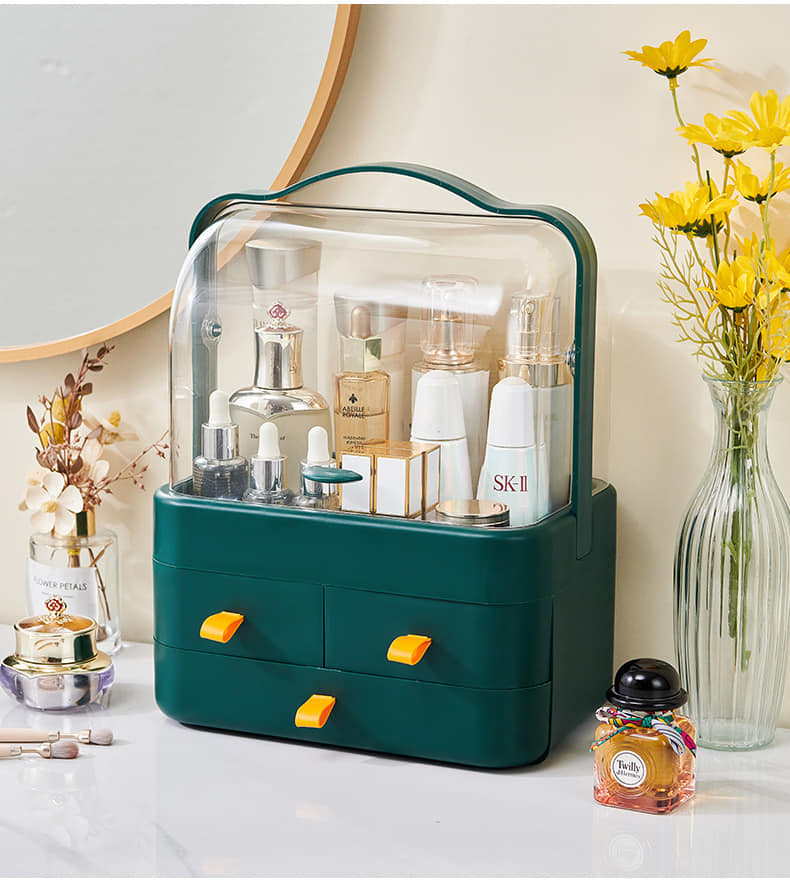 Large Capacity Dust Proof Transparent Lid Drawer Makeup Storage Box