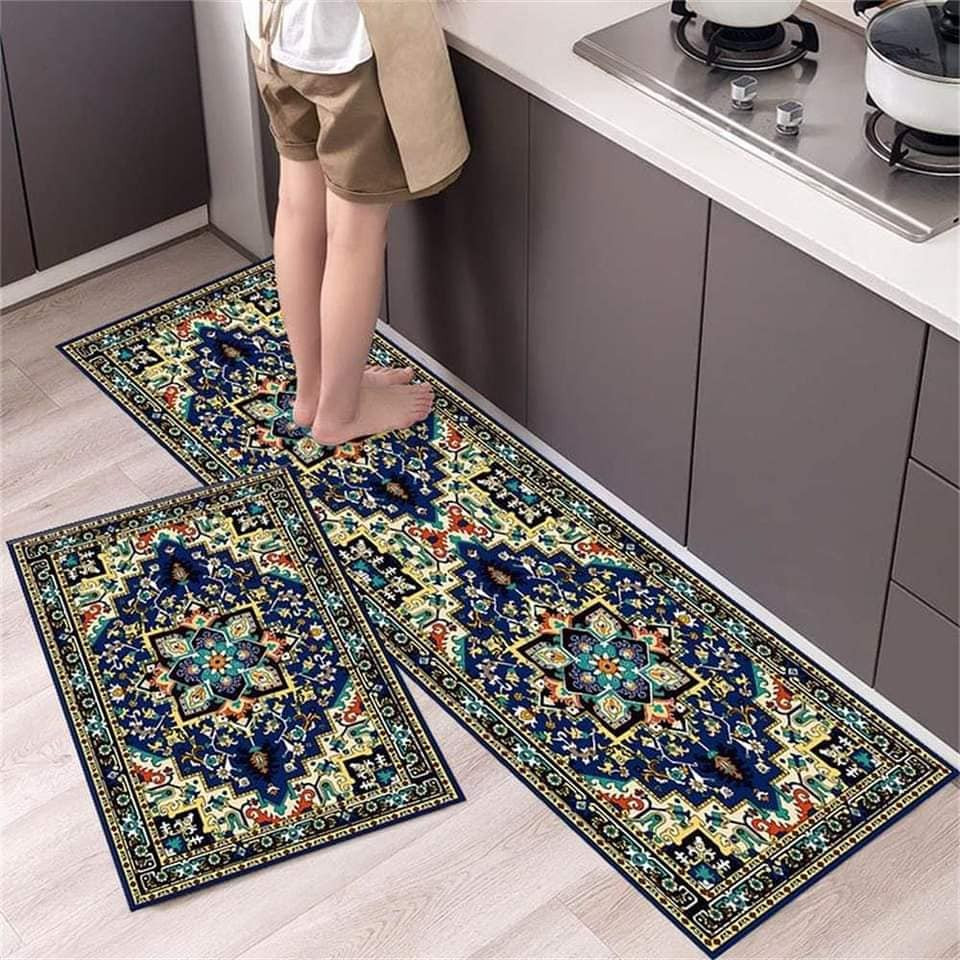 Anti-slip 3D Printed Geometric Kitchen Mat Set