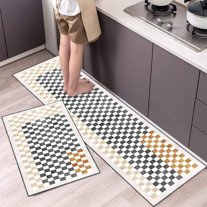 Anti-slip 3D Printed Geometric Kitchen Mat Set