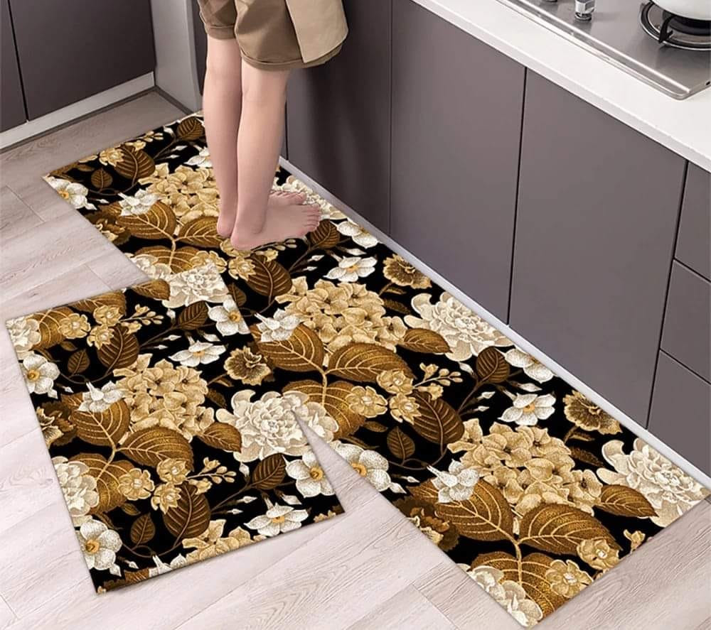 Anti-slip 3D Printed Geometric Kitchen Mat Set