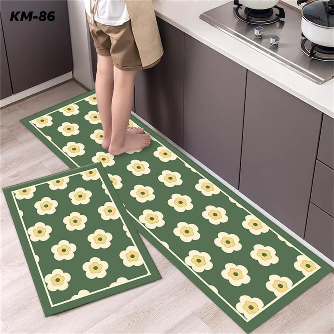 Anti-slip 3D Printed Geometric Kitchen Mat Set